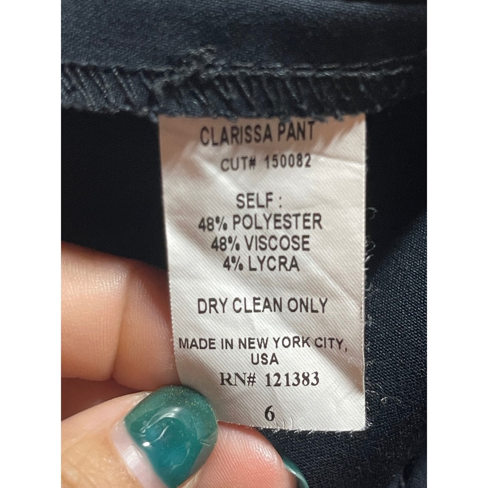 Womyn Black Dress Pants Women Size 6 Straight Leg Flat Front Trousers USA Made - Picture 11 of 11